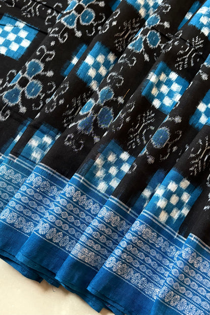 Sambalpuri Pure Cotton Saree -Black