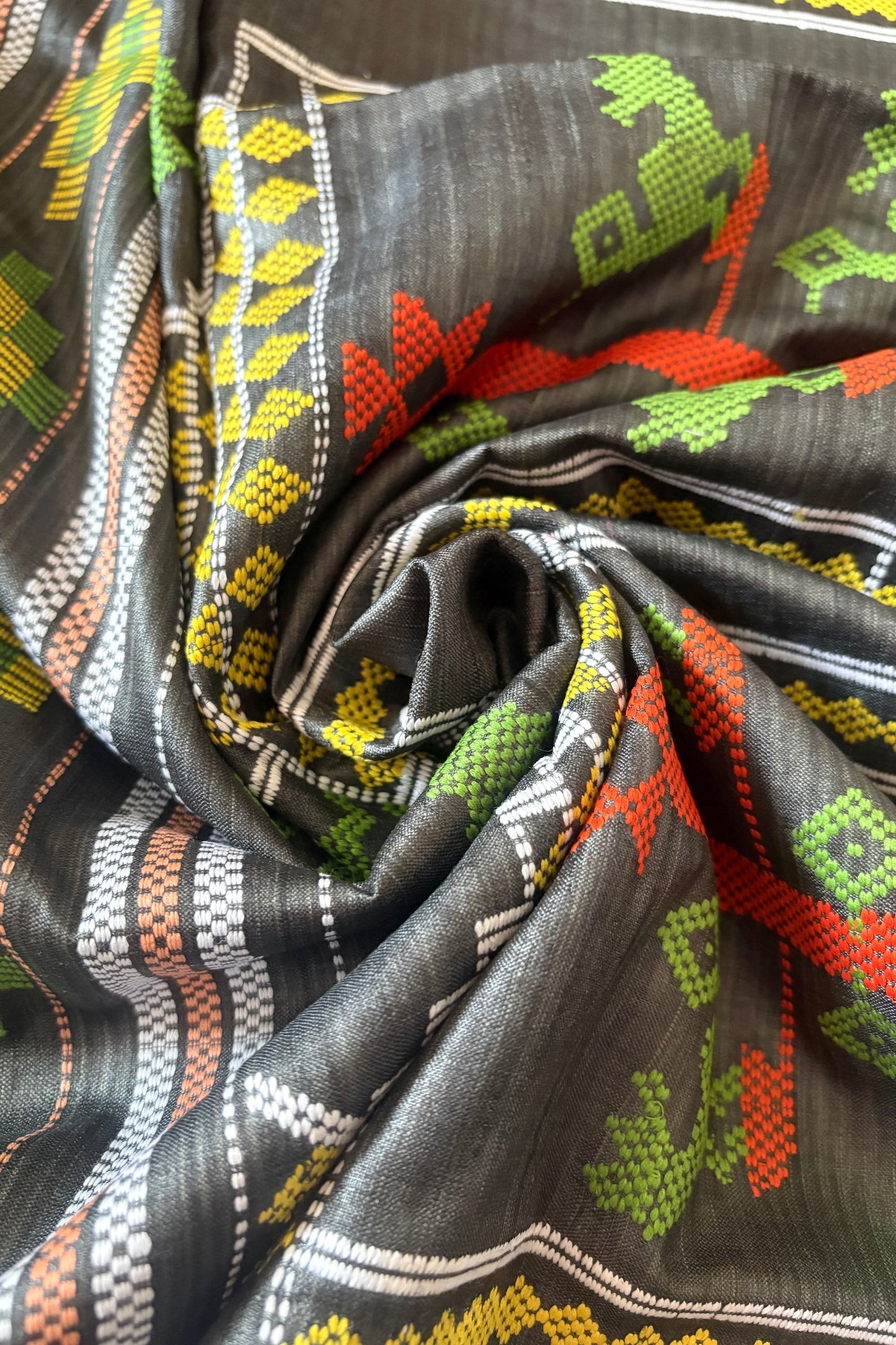 Gopalpur Tussar Silk Saree - Dark  Grey