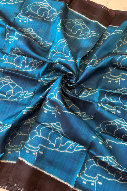 Exclusive Odisha Ikkat Pure Silk Saree- Teal Blue