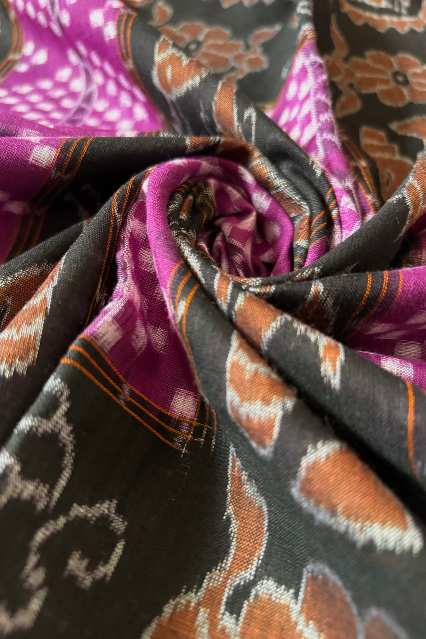 Exclusive Sambalpuri  Pure Cotton Saree: Black & Purple