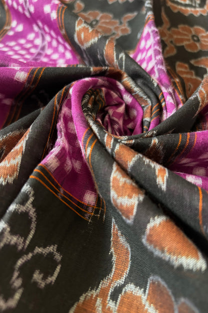 Exclusive Sambalpuri  Pure Cotton Saree: Black & Purple