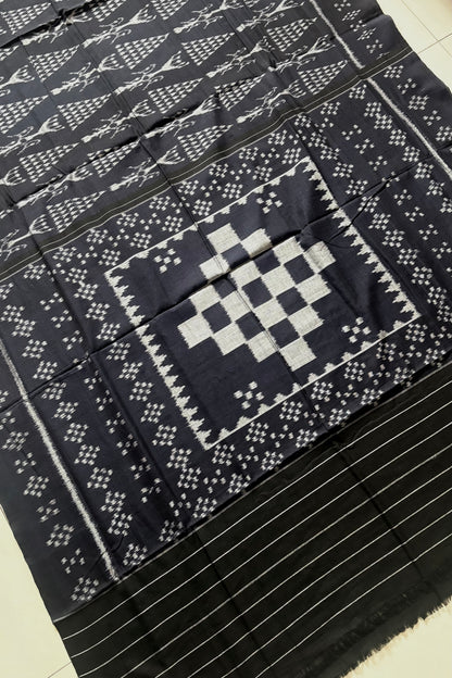 Exclusive Bandha Body Ikkat Cotton Saree - Black