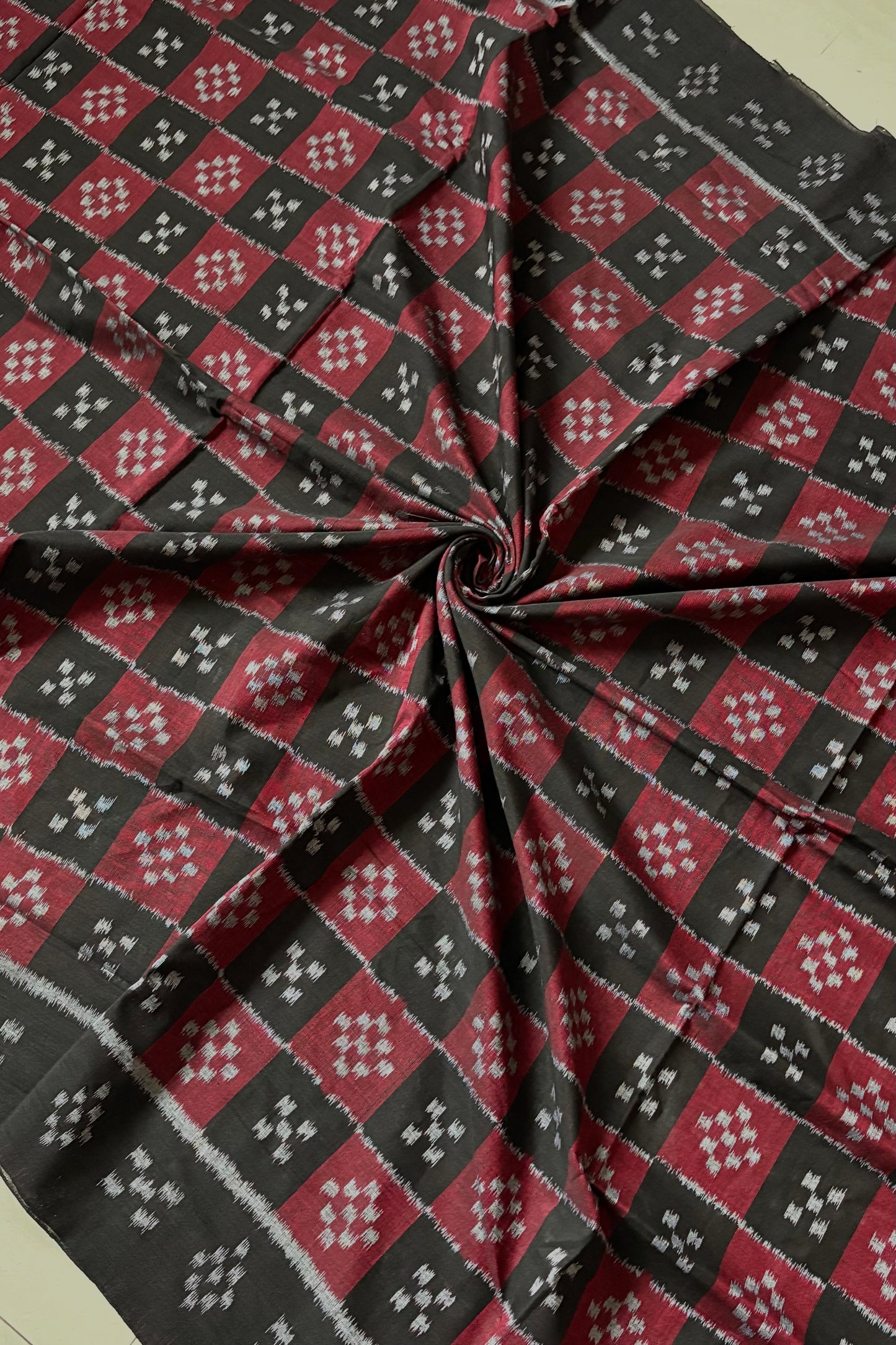 Khandua Cotton Saree - Black & Maroon