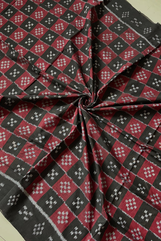 Khandua Cotton Saree - Black & Maroon