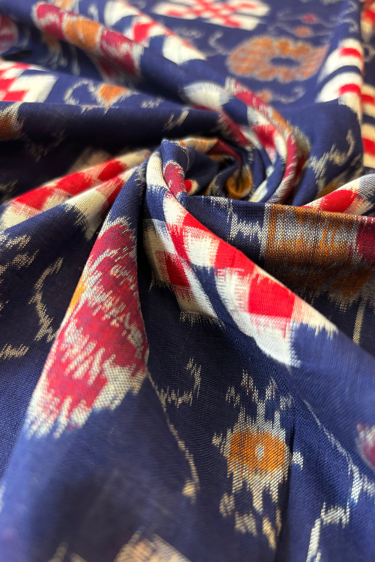 Sambalpuri Pure Cotton Saree - Deep Navy