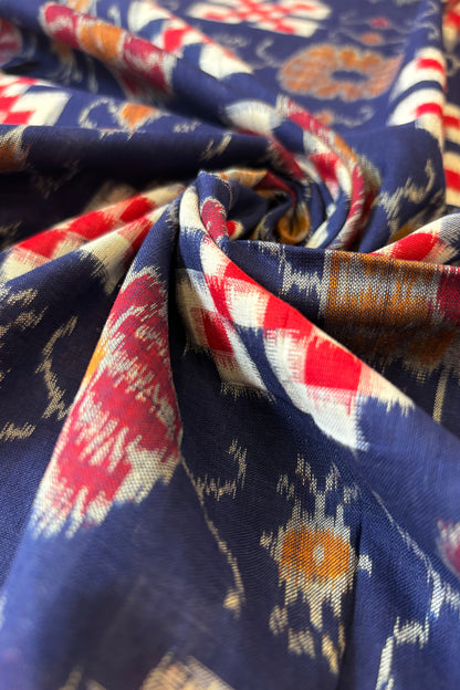 Sambalpuri Pure Cotton Saree - Deep Navy