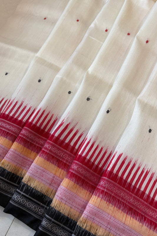 Exclusive Kathifera Odisha Ikkat Khandua Pure Silk Saree- White