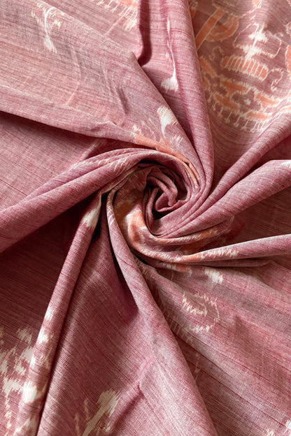 Odisha Ikkat Khandua Cotton Saree - Dusty Rose
