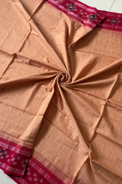 Plain Body Khandua Cotton Saree - Peachy Brown