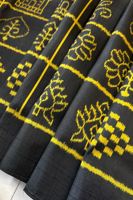 Exclusive Odisha Ikkat Nabakothi Pure Silk Saree- Black