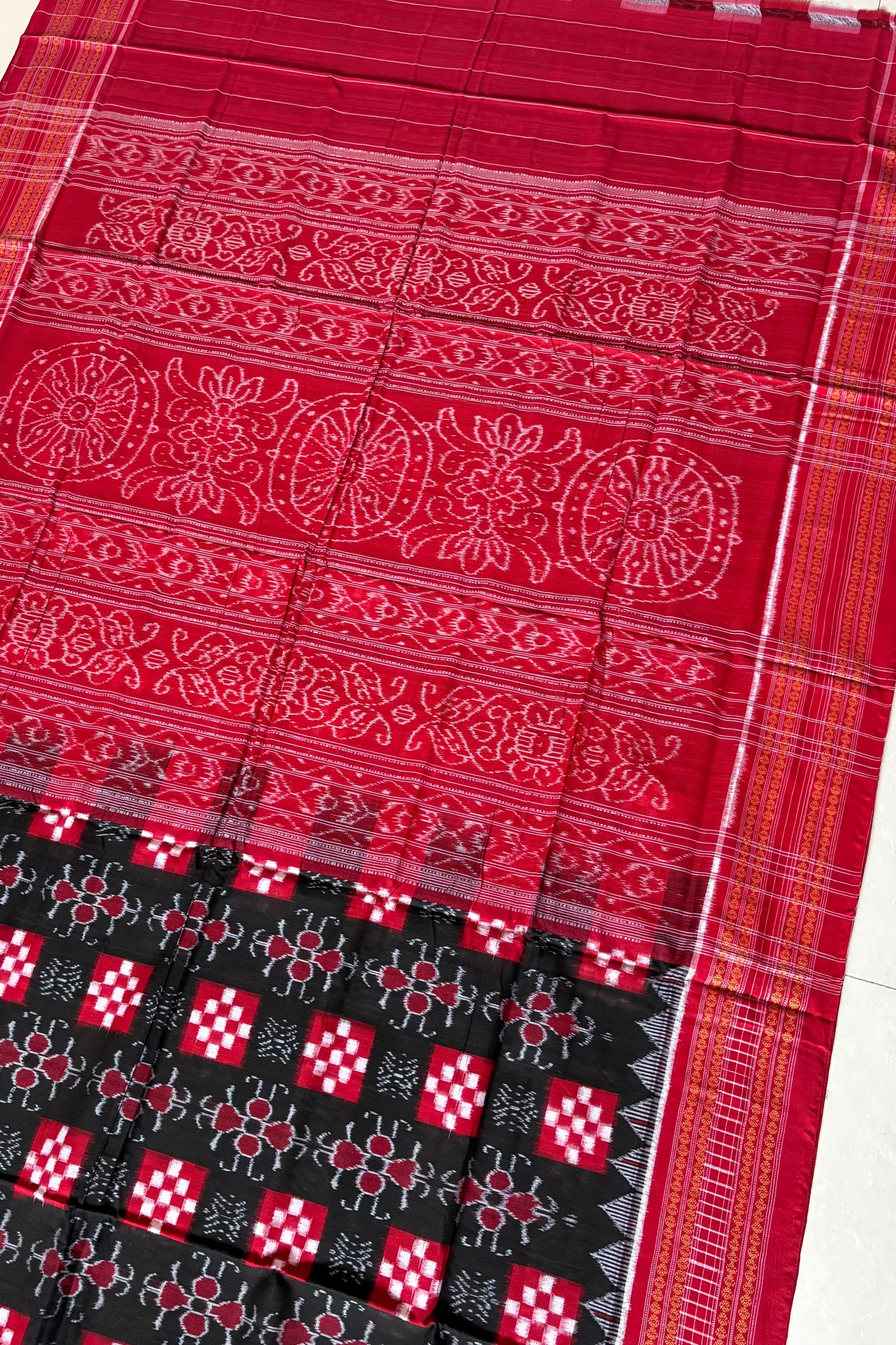 Sambalpuri Pure Cotton Saree - Black