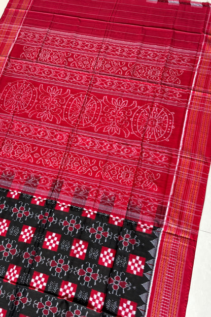 Sambalpuri Pure Cotton Saree - Black
