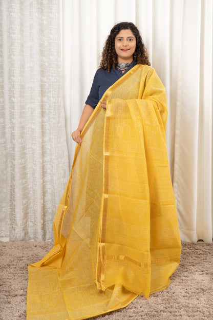 Hand Block Print Kota Doria Saree
