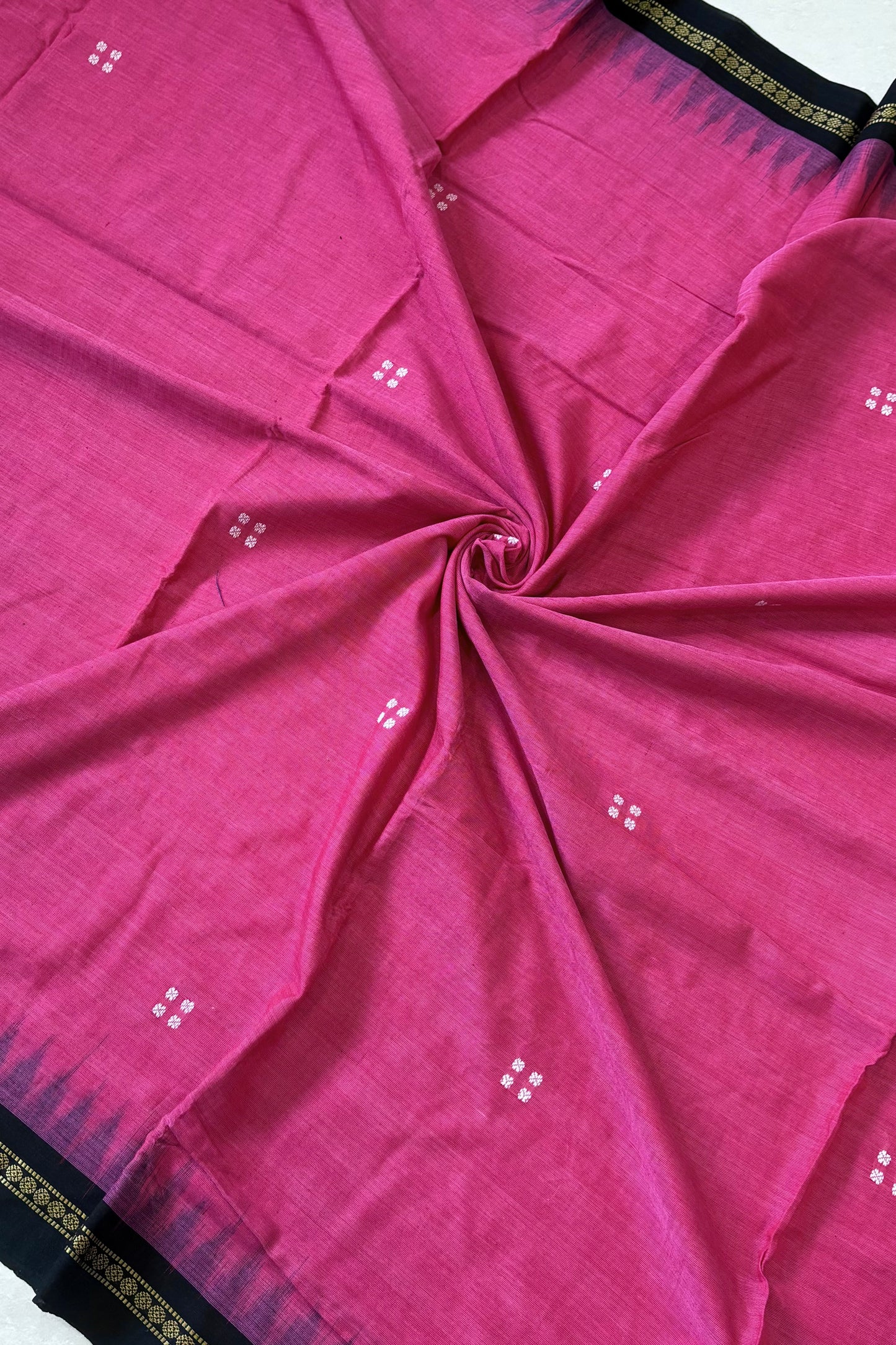 Ek Phulia Cotton Saree - Carrot Pink