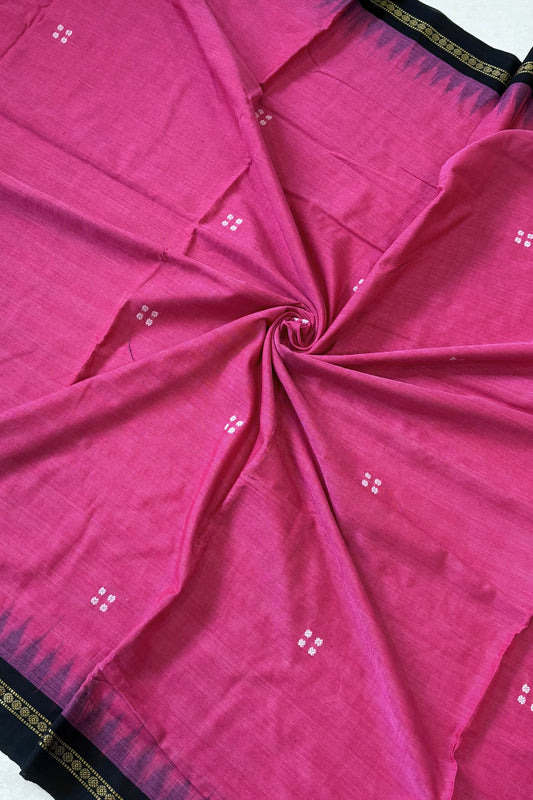 Ek Phulia Cotton Saree - Carrot Pink