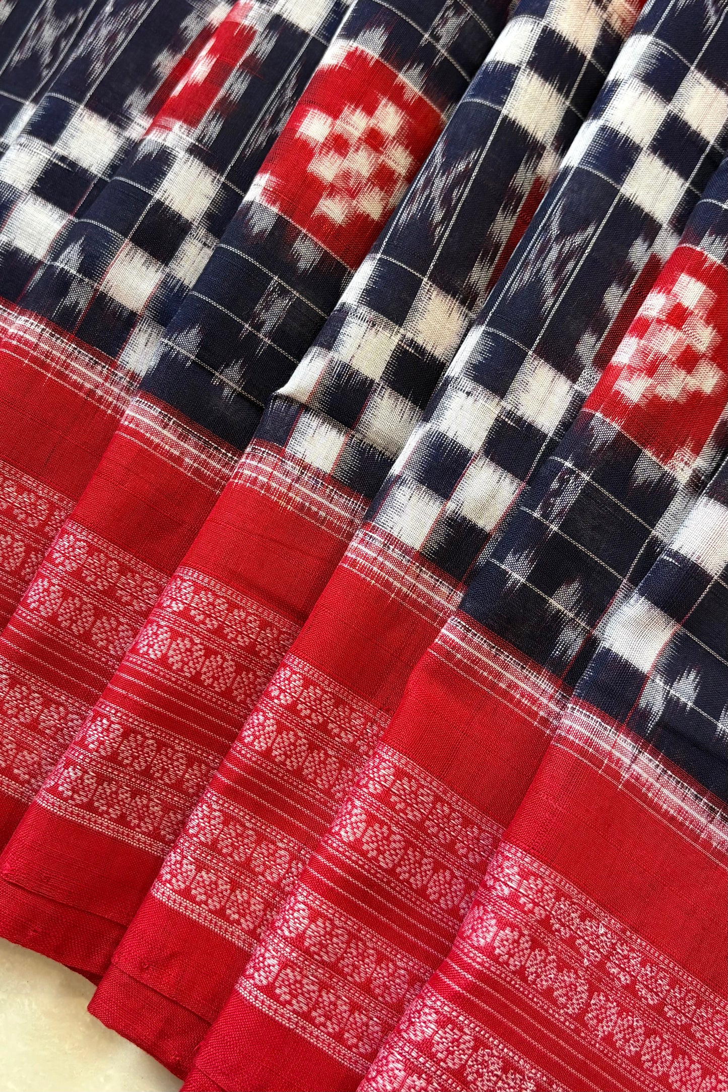 Sambalpuri Pure Cotton Saree - Navy