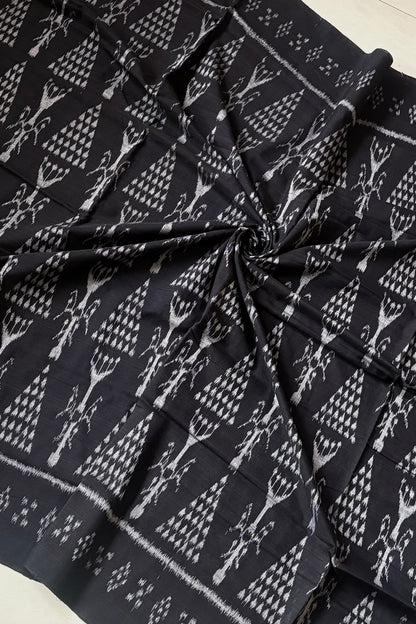 Exclusive Bandha Body Ikkat Cotton Saree - Black
