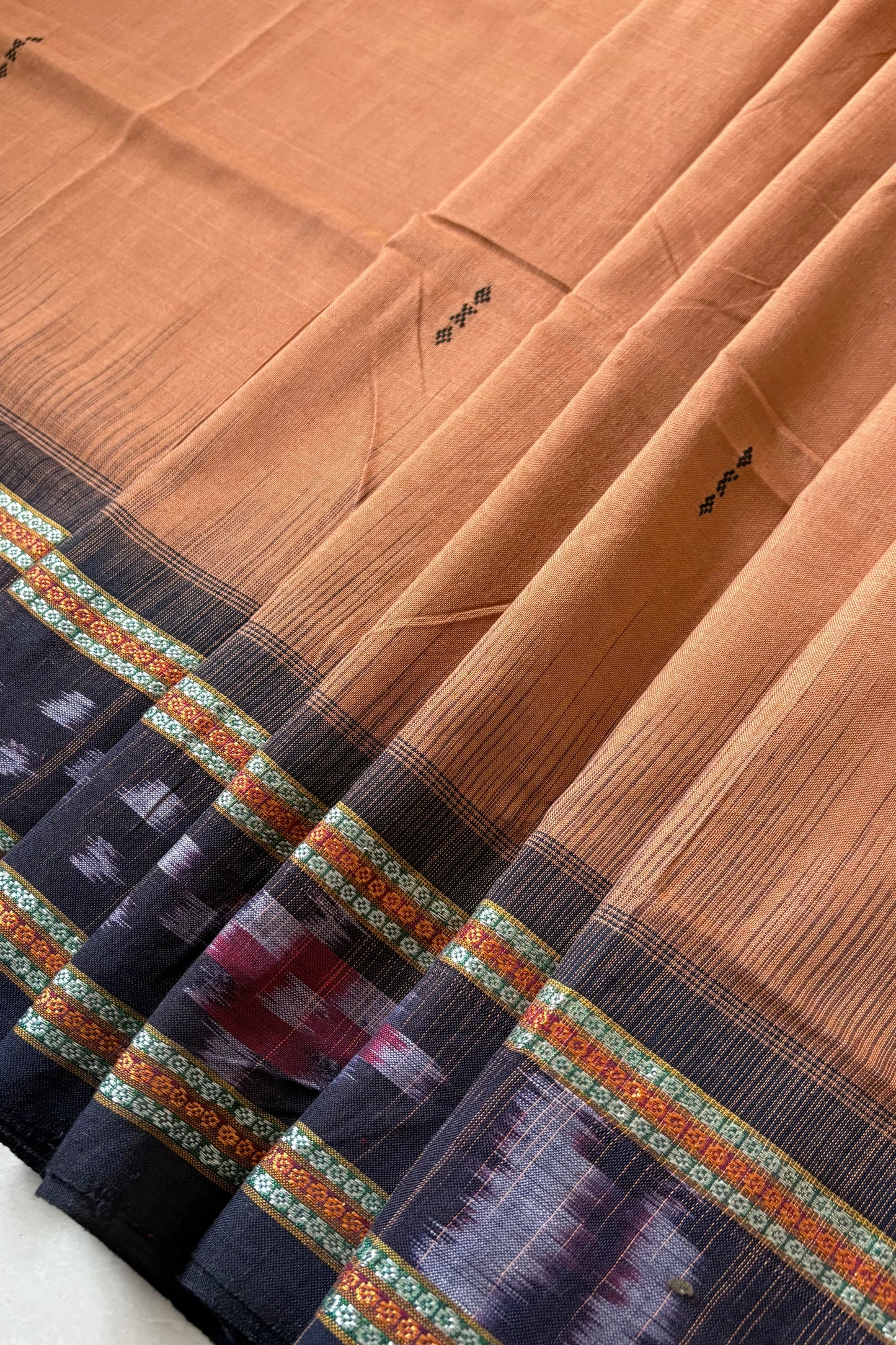 Plain Body Khandua Cotton Saree - Brown
