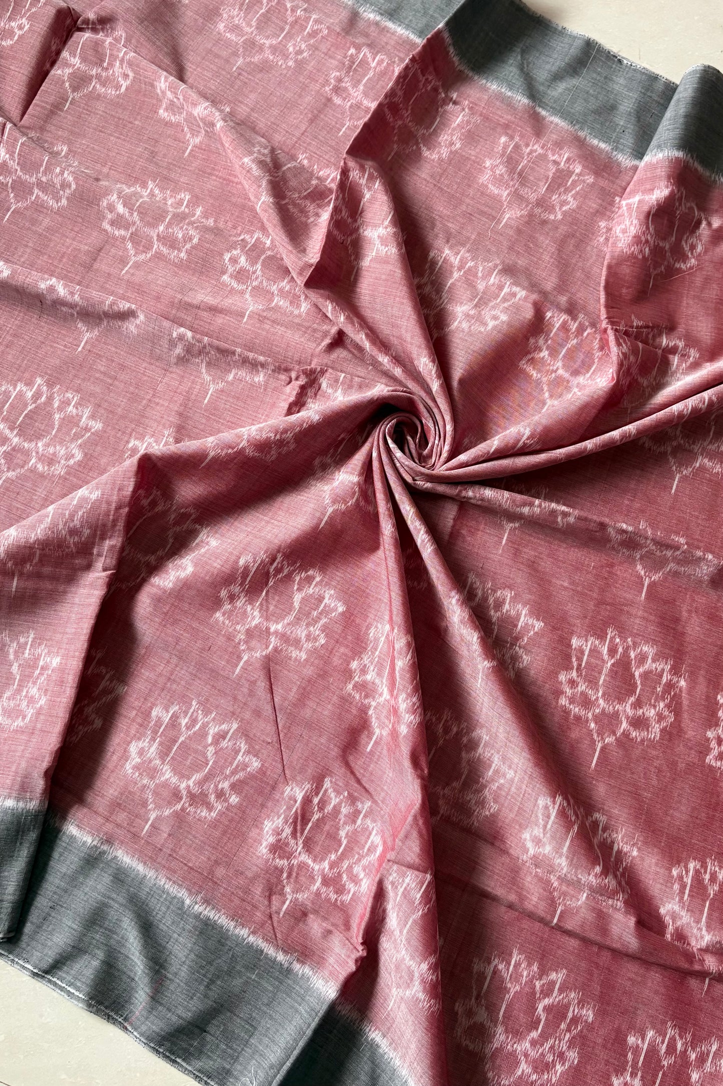 Odisha Ikkat Khandua Cotton Saree- Dusty Rose