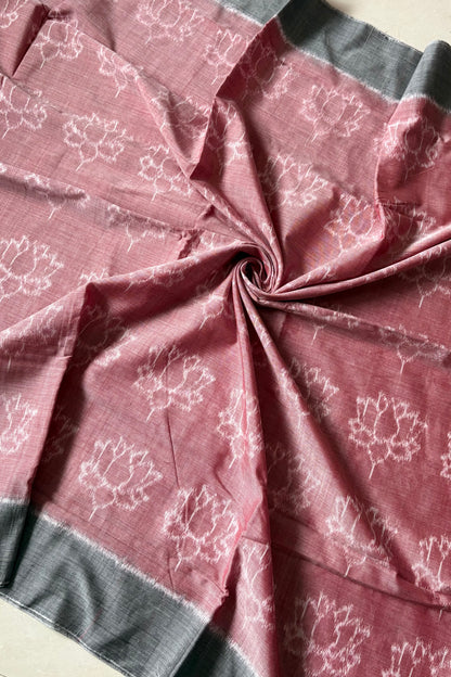Odisha Ikkat Khandua Cotton Saree- Dusty Rose