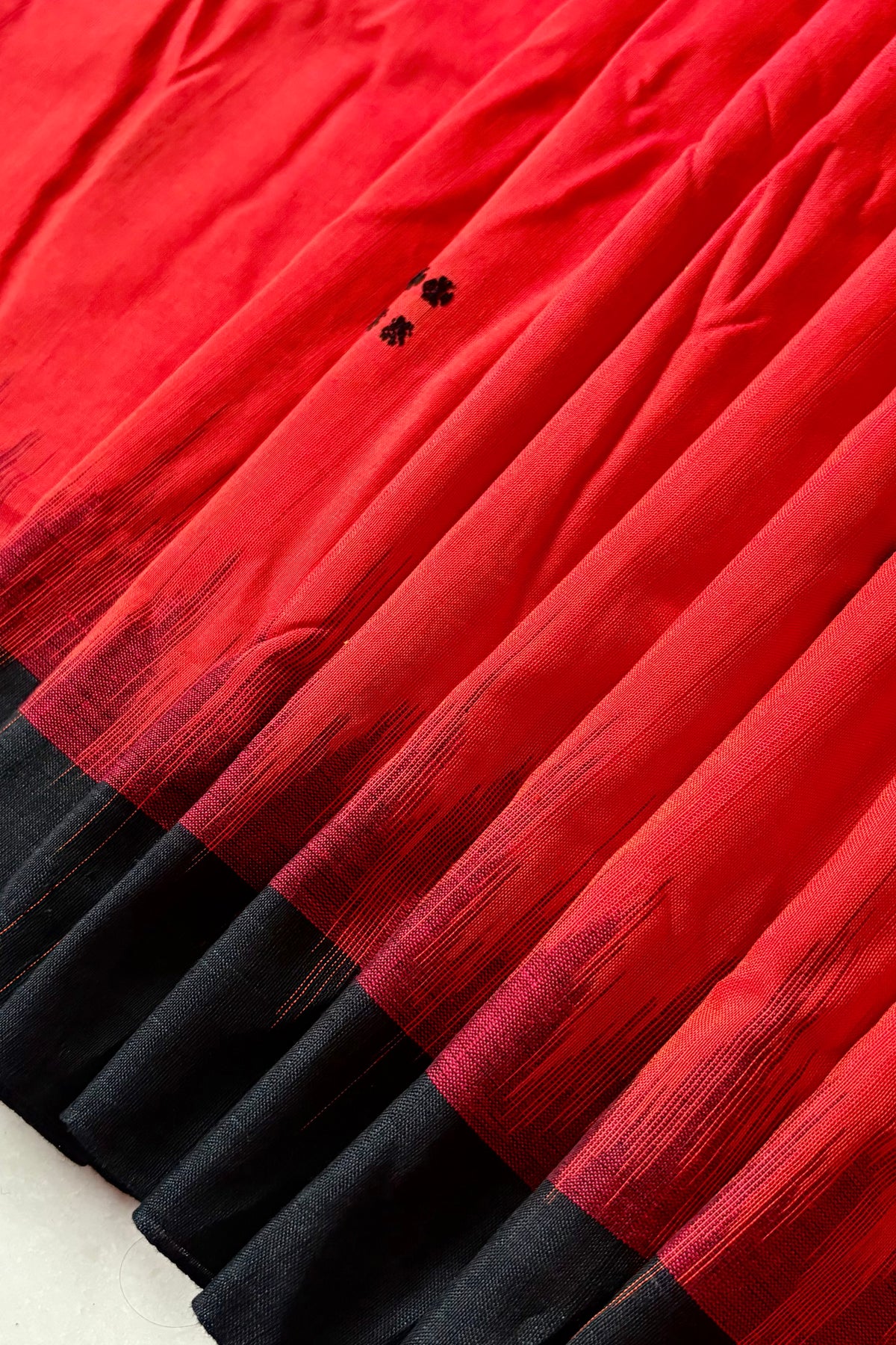 Ek Phulia Cotton Saree- Deep Orange