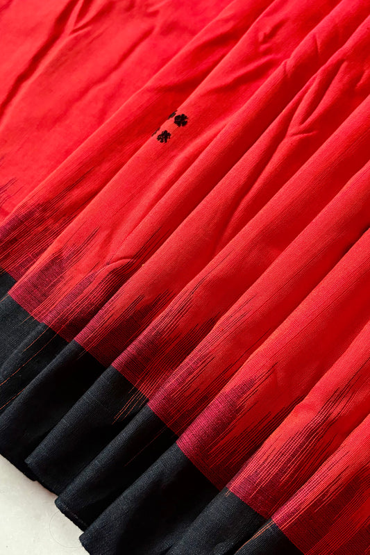 Ek Phulia Cotton Saree- Deep Orange