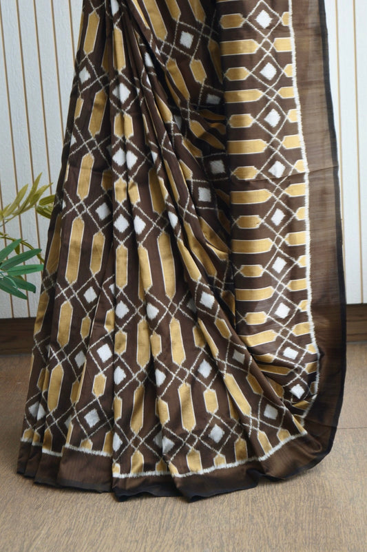 Exclusive Odisha Ikkat Pure Silk Saree- Dark Olive