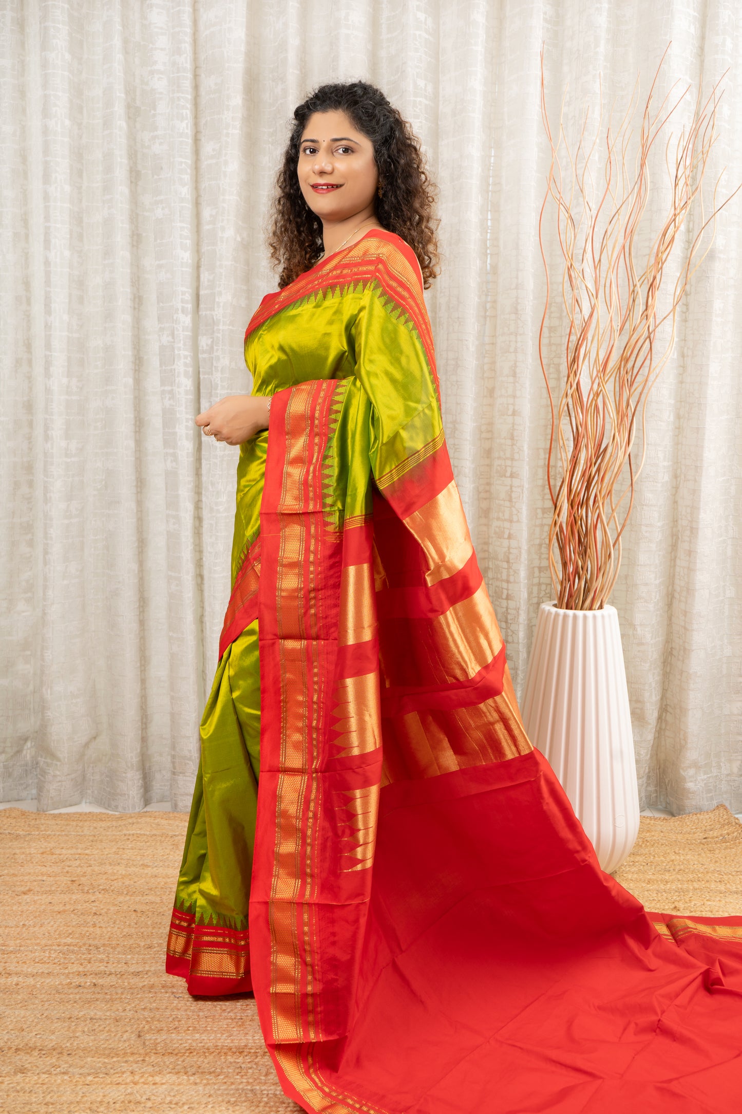 Pure Silk Ilkal Saree With Semi Silk Palla - Green