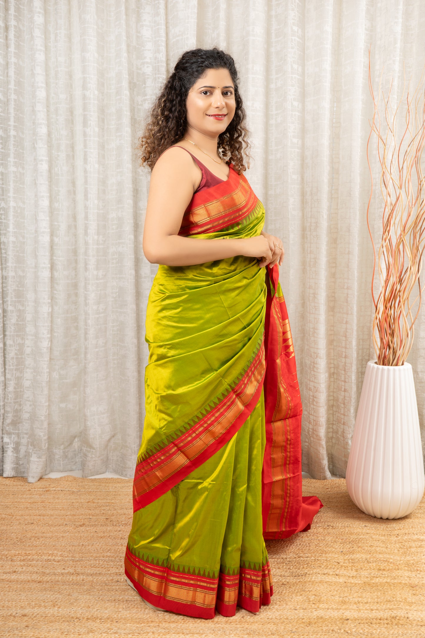 Pure Silk Ilkal Saree With Semi Silk Palla - Green