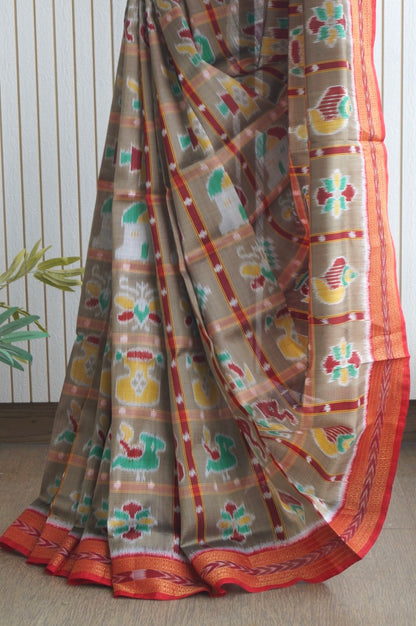 Nabakothi Khandua Silk Saree: Antique Henna Gold