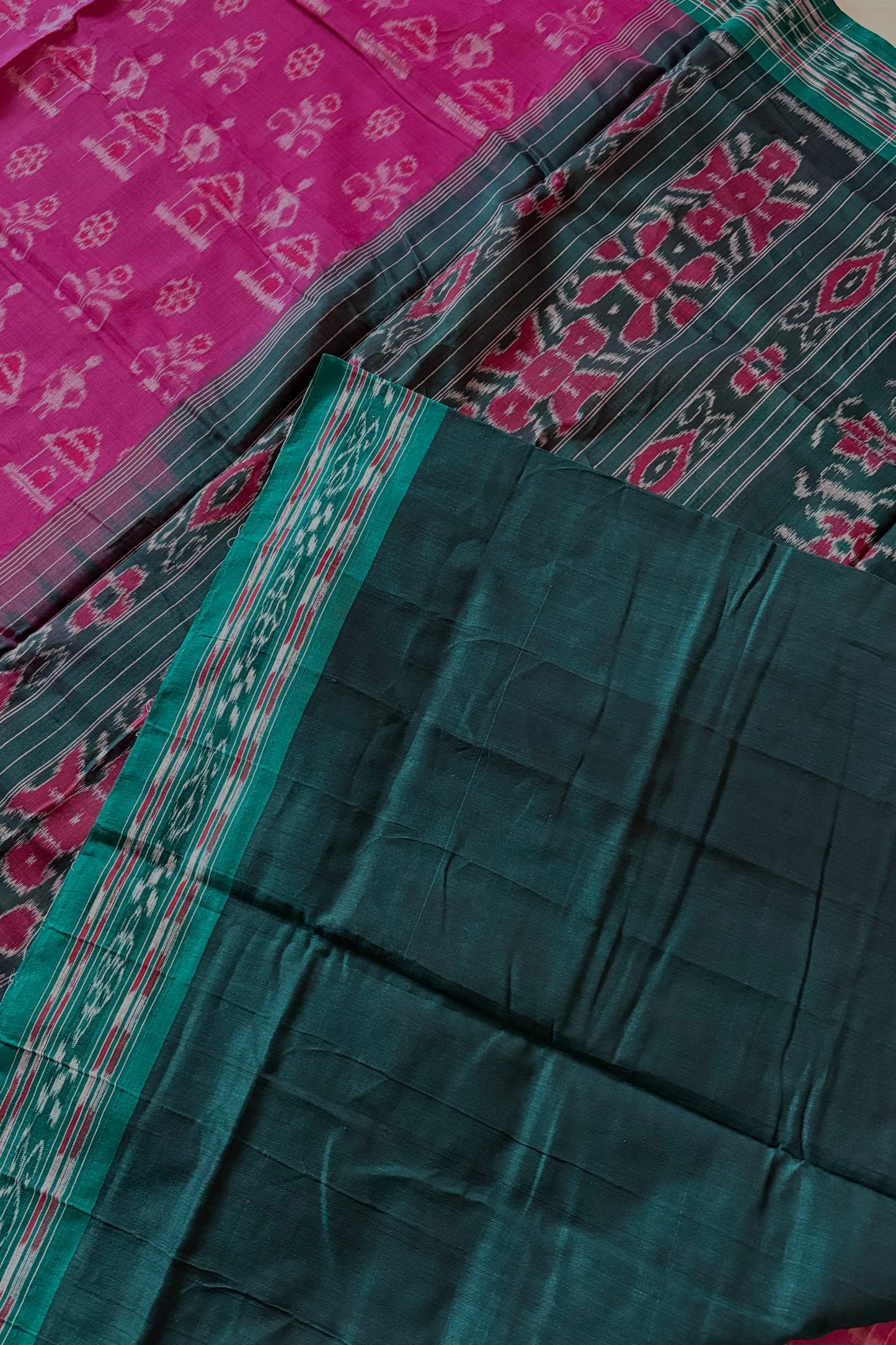 Odisha Ikkat Khandua Cotton Saree- Mauve Pink