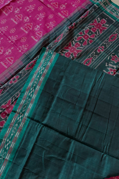 Odisha Ikkat Khandua Cotton Saree- Mauve Pink