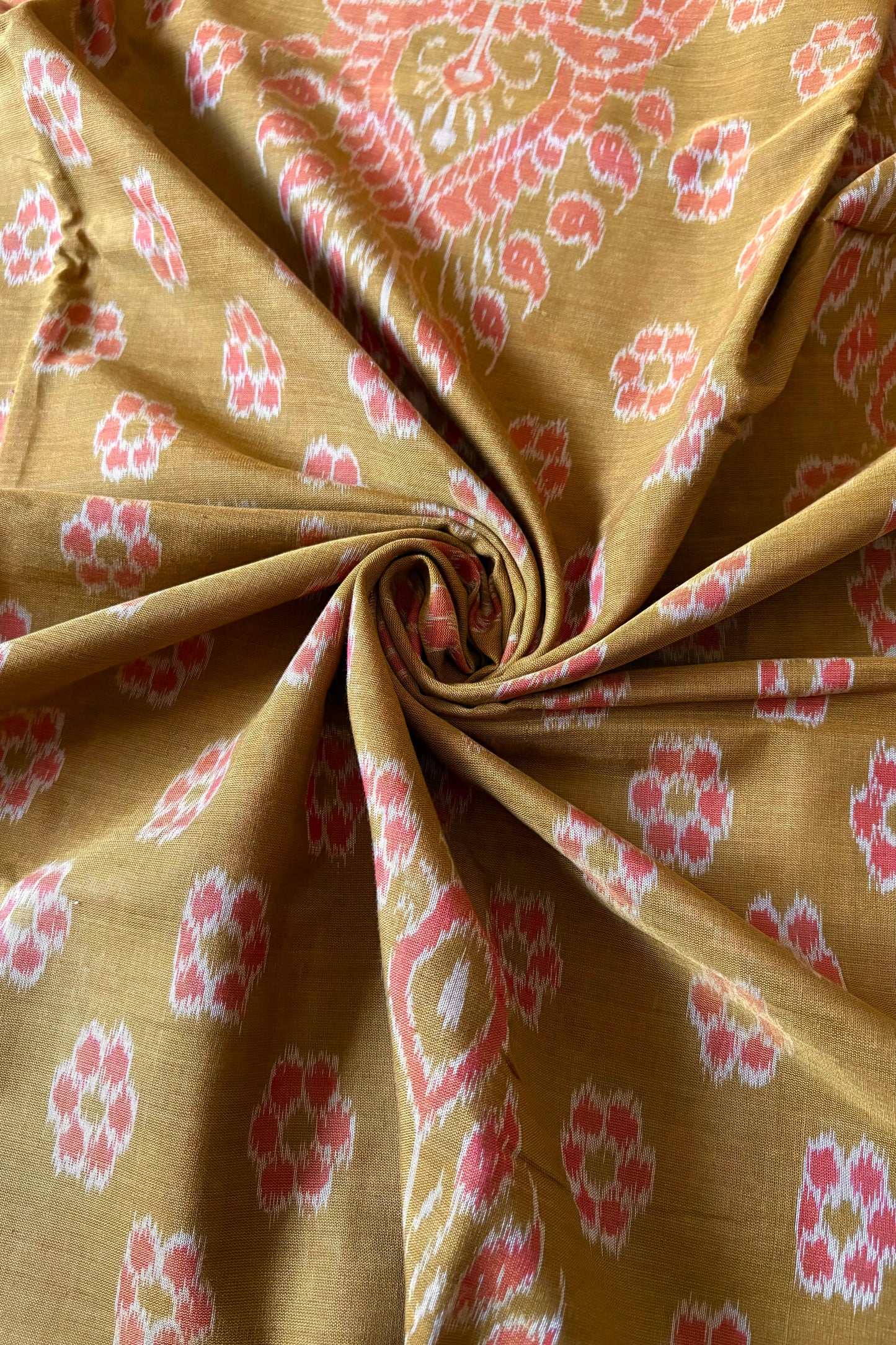 Odisha Ikkat Khandua Cotton Saree-  Khaki