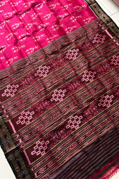 Odisha Ikkat Khandua Silk Saree - Pink