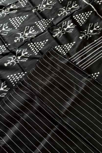 Exclusive Odisha Ikkat Pure Silk Saree- Black