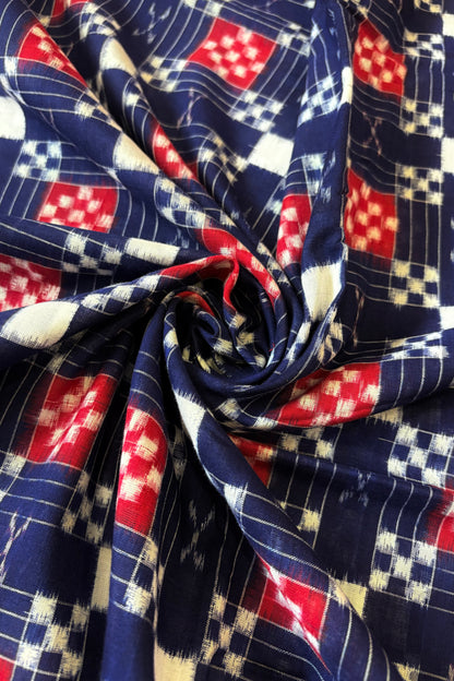Sambalpuri Pure Cotton Saree - Navy Blue