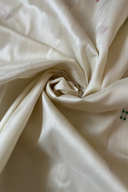 Odisha Ikkat Double Border Khandua Silk Saree - Off White