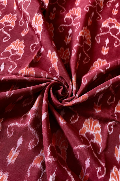 Odisha Ikkat Khandua Cotton Saree- Maroon