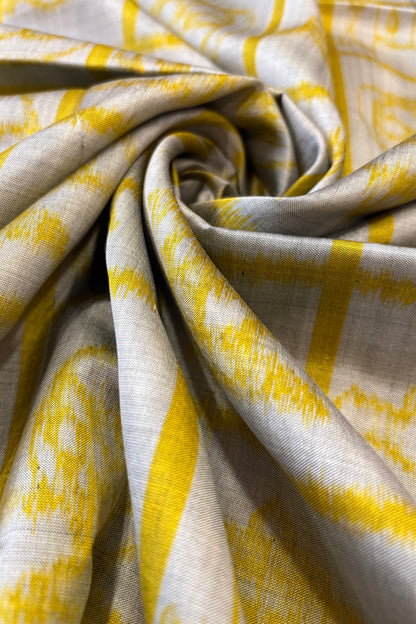 Exclusive Odisha Ikkat Nabakothi Pure Silk Saree- Silver Grey & Yellow