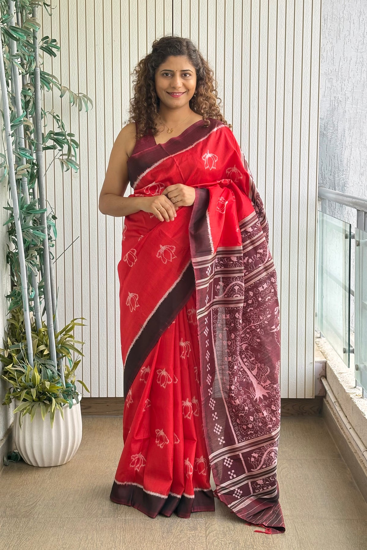 Exclusive Odisha Ikkat Pure Silk Saree- Red