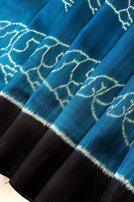 Exclusive Odisha Ikkat Pure Silk Saree- Teal Blue