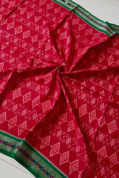 Odisha Ikkat Khandua Cotton Saree-Red