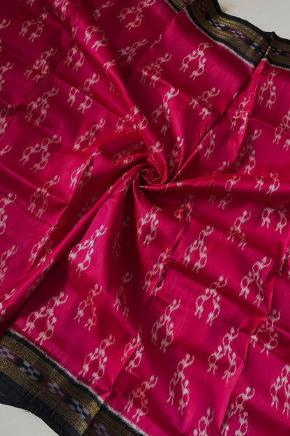 Odisha Ikkat Khandua Silk Saree - Pink