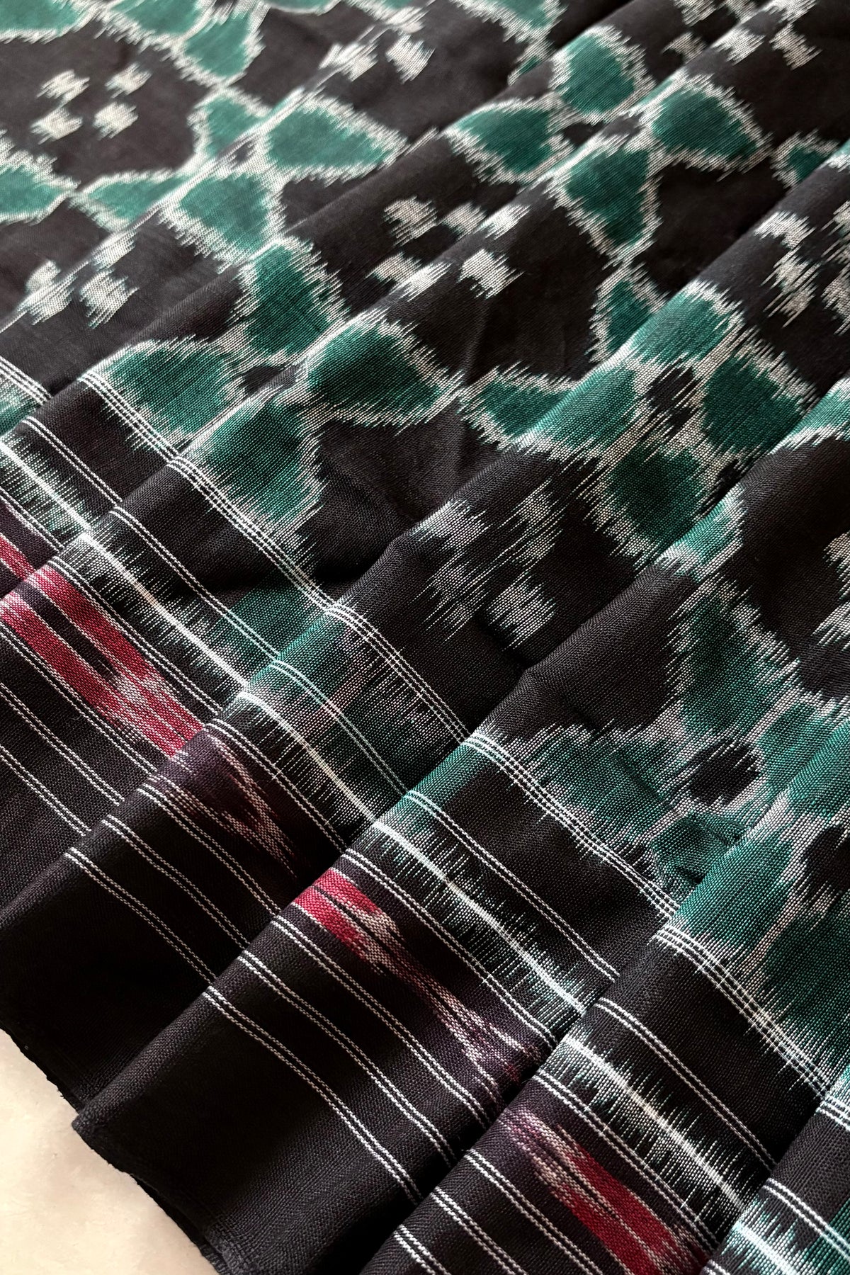 Odisha Ikkat Khandua Cotton Saree - Black