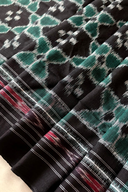 Odisha Ikkat Khandua Cotton Saree - Black