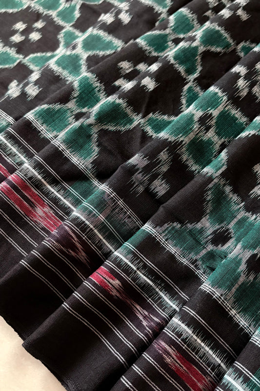 Odisha Ikkat Khandua Cotton Saree - Black