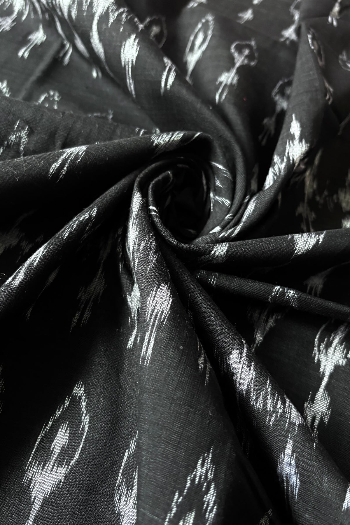Odisha Ikkat Khandua Cotton Saree - Black