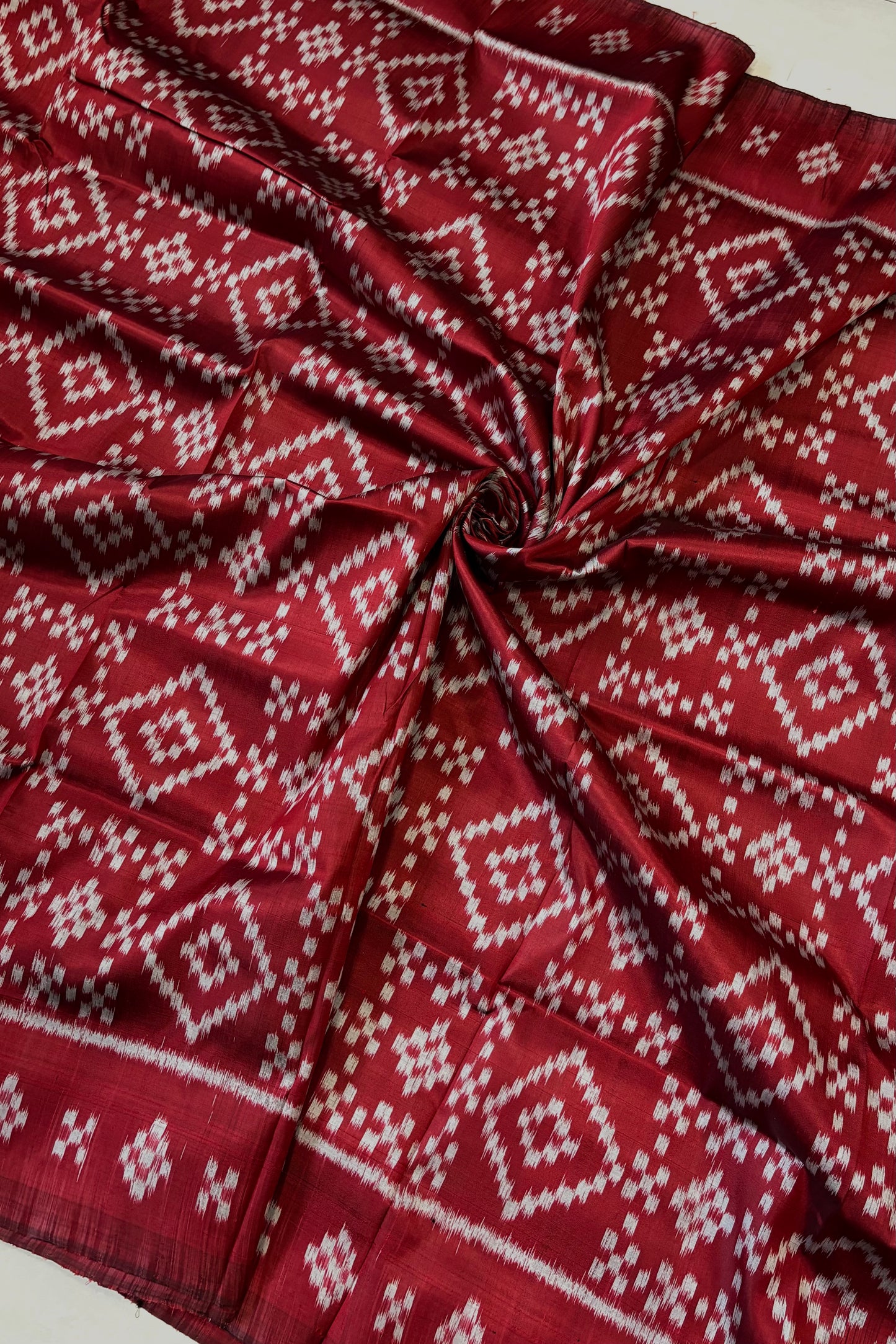 Exclusive Odisha Ikkat Pure Silk Saree- Maroonish Red