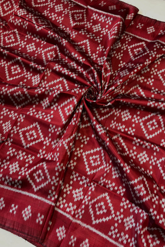 Exclusive Odisha Ikkat Pure Silk Saree- Maroonish Red