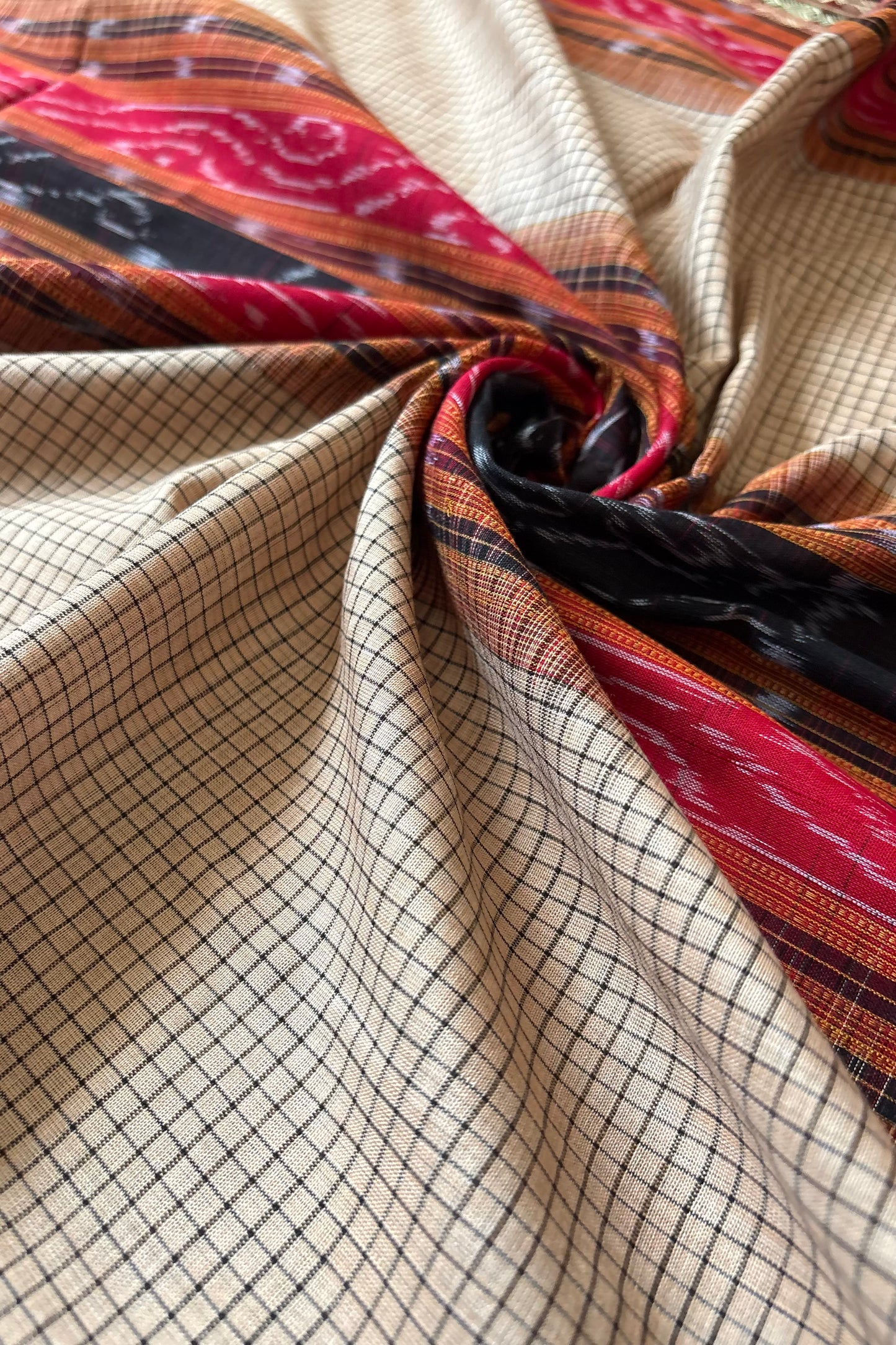 Sambalpuri Sachipar Pure Cotton Saree: Beige